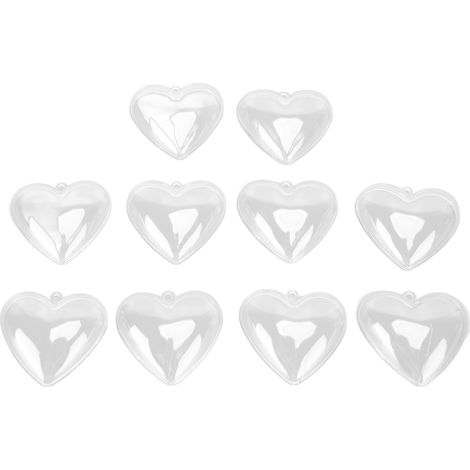 5 Boules Transparentes en Plastique en Forme de Coeur, Décorations Remplissables pour Créations DIY, Sapin de Noël, Anniversaire (1/5)