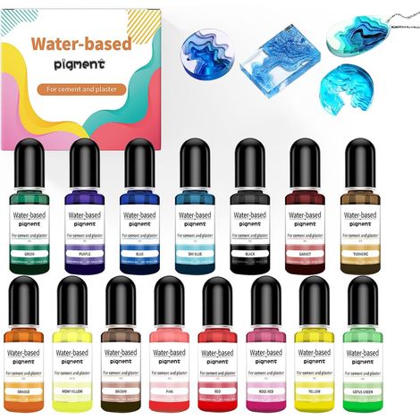 15 Pièces Pigments de Couleur pour Poudre de Coulée, 15 Couleurs pour Plâtre, Pigment Résine Époxy, pour Fabrication Bougie, Kit Savon, Ciment, Résine Époxy, Plâtre de Béton (1/5)