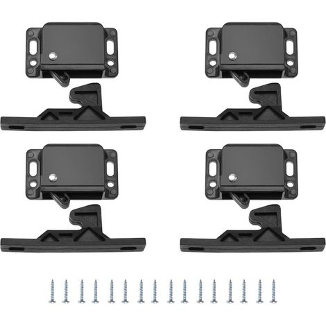 Set mit 4 Schranktürriegeln, Schubladenriegeln, Druckverschlussriegeln, Zubehör, passivierter Kunststoffriegel für Wohnmobile, Wohnwagen, Schränke, Schiebetüren für Häuser und Küchen (1/5)
