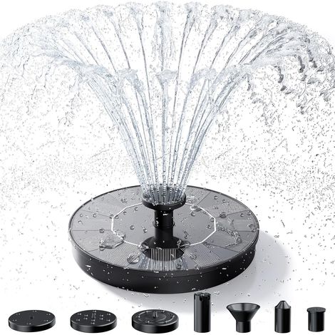 Fontaine solaire, pompe pour bain d’oiseaux avec 6 buses,pompe à eau solaire flottante et posable pour bain d’oiseaux,jardin,étang,bassin et extérieur (1/5)