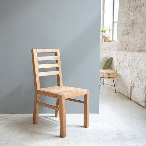 Chaise en bois teck recyclé massif (1/5)