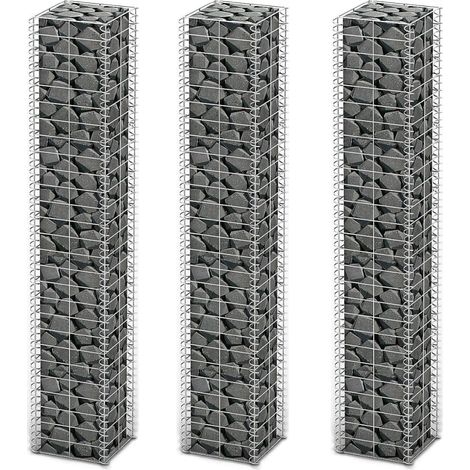 Cestas de muro de gaviones alambre galvanizado 25x25x150cm 3 ud (1/4)