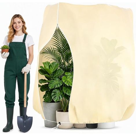 120x180CM Housse Hivernage Plante, Voile Hivernage Plante Exterieur, Housse D'Hivernag Plant Réutilisable avec Fermeture Éclair, Toile De Protection Plan Hiver pour Plant Extérieures, Pot (1/5)
