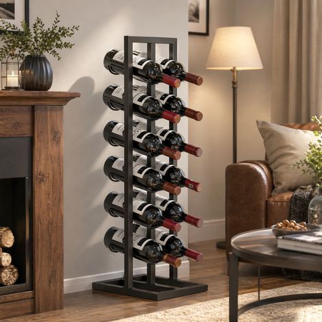 Porte‑bouteilles 12 bouteilles – Étagère à vin en métal industriel. casier sur pied pour cuisine. bar. cave. noir – Rangement design pour bouteilles (1/5)