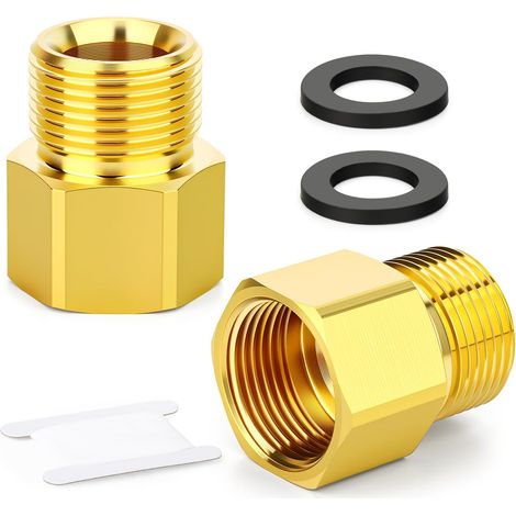 2 Pièces Adaptateur, Filetage Mâle M22 14mm, Raccord Femelle M22, Laiton, Pour Nettoyeur Haute Pression (1/5)