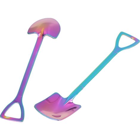Lot de 2 cuillères à dessert en acier inoxydable robuste et durable, finition brillante, design ergonomique et résistant à la corrosion. Largement utilisées, elles sont disponibles en plusieurs couleu (1/5)