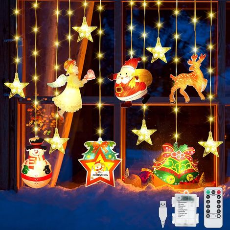 Luces navideñas para cortinas, guirnaldas de luces LED para interiores, luces de cortina, luces navideñas para cortinas de interior, guirnaldas de luces USB para ventanas para decoración del hogar int (1/5)