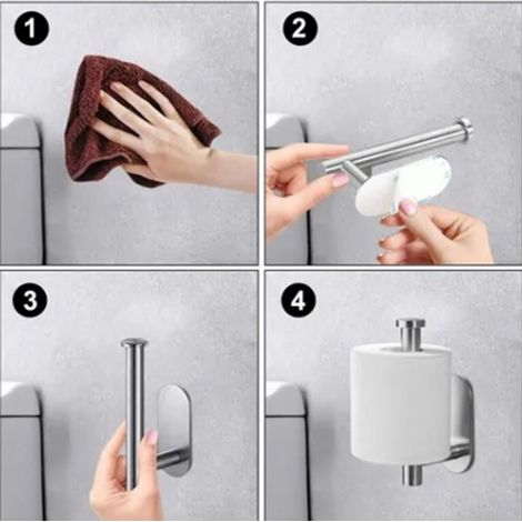 Porte-Rouleau Adhésif sans Perçage Stainless Steel 304 16cm pour Papier Cuisine Film Alimentaire - Support pour Salle de Bain Cuisine (1/5)