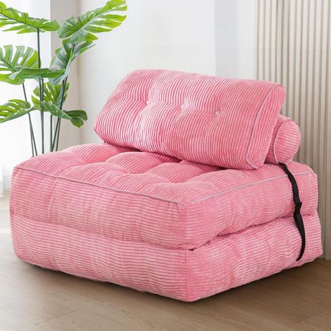 Faltbares Schlafsofa mit Kissen, umwandelbarer Schlafsessel, Rosa (1/5)
