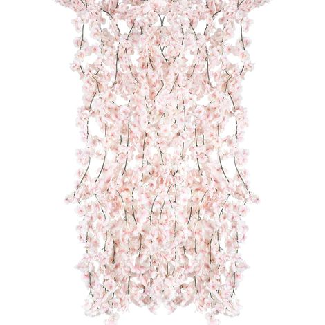Fleurs artificielles en Soie Fleur de Cerisier Guirlande Vigne Suspendue pour Mariage Décoration de Jardin Maison 4 Pack (Rose)