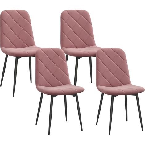 Esszimmerstühle 4er Set Küchenstuhl mit Rückenlehne, Samtoptik, Sessel 45 x 54 x 87 cm Rosa