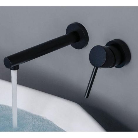 Miscelatore lavabo da parete incasso KAVALA 2 fori nero opaco
