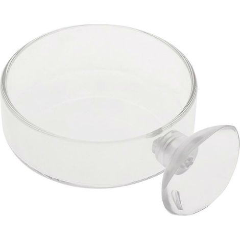 Garnelenfutternapf, durchsichtiges Glas, runder Futternapf mit Saugnapf