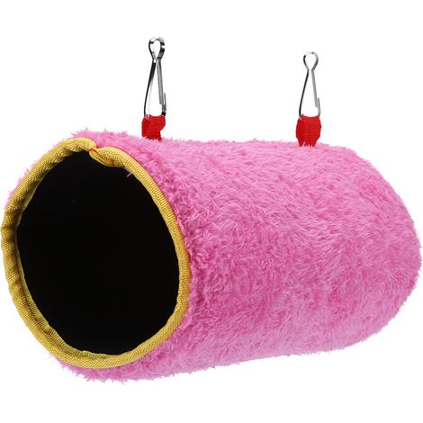 Cage suspendue pour petits oiseaux de compagnie, lit, perroquet, écureuil, Tunnel chaud, hamac, maison (rose L)