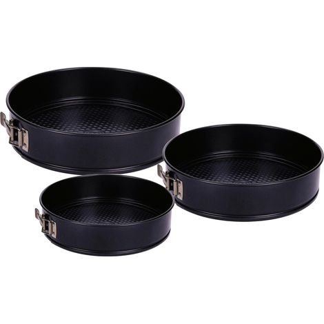 Back Springform 3er Set rund schwarz - 28 / 26 / 24 cm - Kuchen Backformen mit Antihaft-Beschichtung