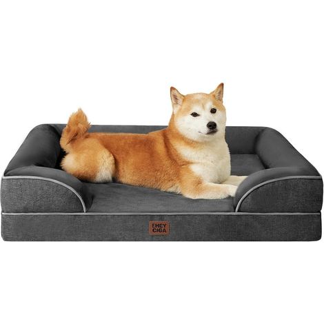 Hundebett Orthopädisches Memory Foam L 89 x B 56 x H 17 cm Dunkel Grau (1/5)