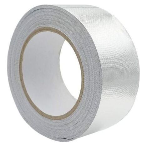 Ruban adhésif aluminium Bande d'étanchéité 48mm par 10m renforcé avec un tissu en maille de verre pour ventilations, Résistance à la température -30120°C, Argent (1/4)