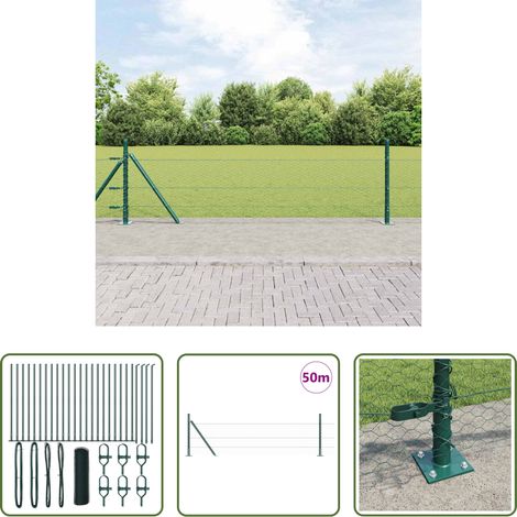 vidaXL Sécurité extérieure - Poteau de clôture. Vert 50 x 0,4 m (maillage de 25 mm) (1/5)