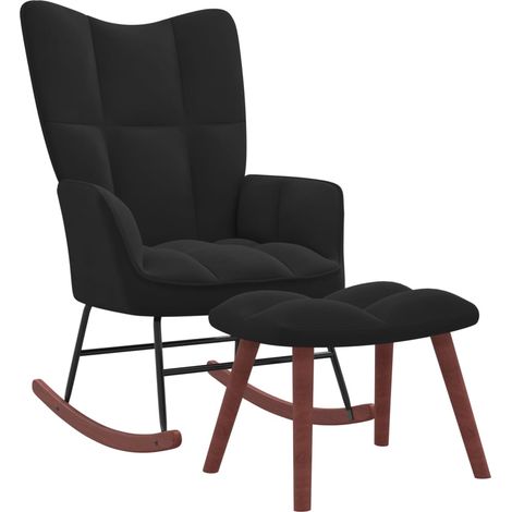 Chaise à bascule avec repose-pied Fauteuil à bascule Fauteuil de relaxation Noir Velours VSGS779384 (1/5)