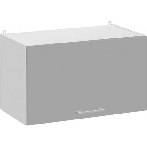 Cuisineandcie – Meuble haut de cuisine gris brillant 1 porte relevable L 60 cm – Charnières réglables avec vérins à gaz – Brillance proche du verre (1/5)