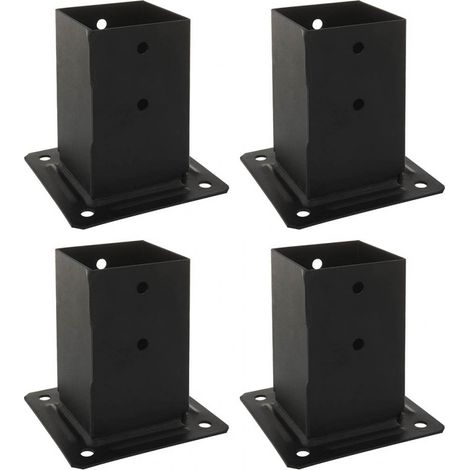 Lot de 4 Pieds de poteau carrés de jardin - finition noire PPJBT70PB SIMPSON (1/3)