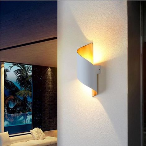 Lámpara de pared moderna - Para uso interior o exterior - LED - color blanco y dorado (1/5)