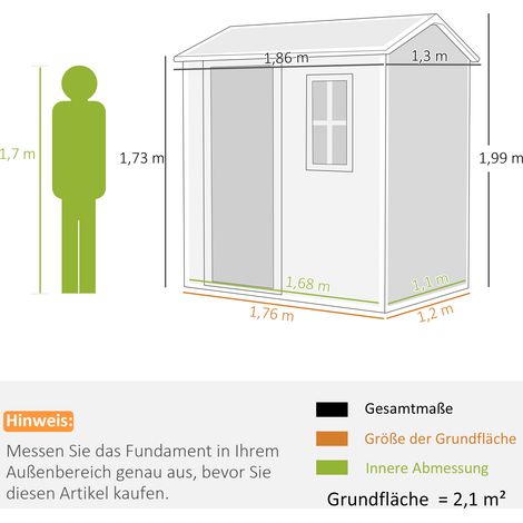 Gartenhaus, Gartenschuppen mit Boden, Fenster, verschließbarer Tür, Kunststoff-Harz, wetterfest, Grau (1/5)