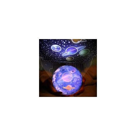 Veilleuse Ciel Étoilé, Projecteur Magique Planètes, Terre, Univers, Lampe LED, Étoiles Coordonnées, Rotation, Cadeau pour Enfants-Crezuo