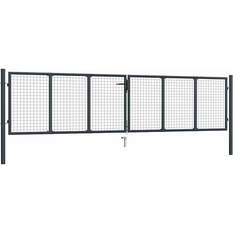 vidaXL Puerta de jardín de malla acero galvanizado 400 x 75 cm gris (1/2)