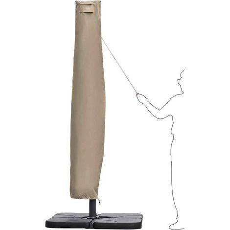 Sekey Sonnenschirm-Schutzhülle, Ampelschirm Schutzhülle Abdeckhauben 600D Oxford, Taupe, 260 cm x 40/70/50 cm (1/5)
