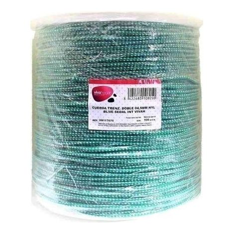 Cuerda Trenzada  Doble 04,5Mm Nylon Blanco/Verde Sedal Interior Vivah 500 Mt
