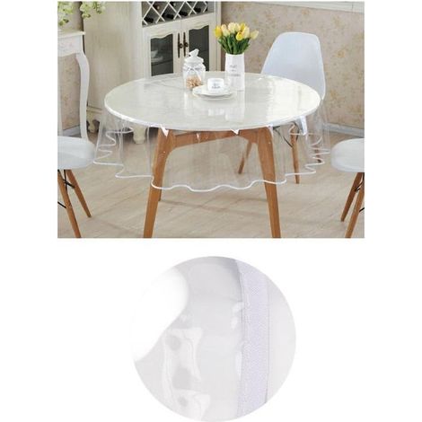 Transparente PVC-Tischdecke, Kunststofftischdecke, wasserdicht, rechteckig oder rund, abwaschbare PVC-Schutzfolie (Durchmesser 140 cm) (1/5)