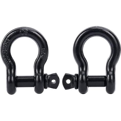FreeTec 4x4 Shackle Shackle Lifting Shackle Shackles Galvanized Steel Shackles Jeep Car Truck Black (1/5)