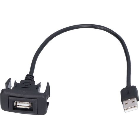 Prise USB de voiture avec port de charge, adaptateur flexible rallonge câble, montage encastré sur tableau de bord. (1/5)