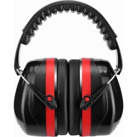 Casque Antibruit Pliable SNR 32dB EM-5002B Protection Auditive Noir et Rouge (1/4)