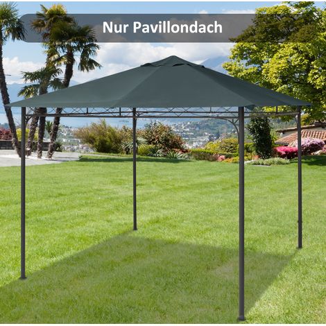 Techo de repuesto para cenador 298x295 cm gris oscuro en poliéster con protección UV y drenaje (1/5)