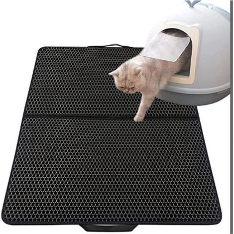 Litière pour chat，Tapis Litière Chat Bac à Litière pour Chats, Imperméable Non Toxique EVA,Double Couche en Nid d'abeille Design 30x45cm,Noir Litière pour chat (1/5)