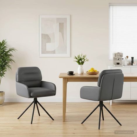 vidaXL Chaises de salle à manger pivotantes 2 pcs Simili cuir Gris (1/5)