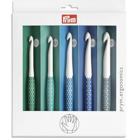 Prym 218441-Set, 7,0-12,0 mm 218441-1-Set di uncinetti per Lana ergonomici 7,00-12,00 mm x 1, Bianco, 12 mm (1/3)