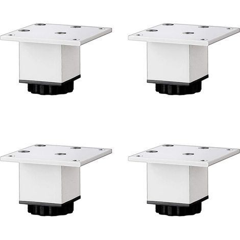 Gambe per mobili da cucina e bagno in lega di alluminio, gambe quadrate regolabili, argento satinato, 4 pezzi (5 cm/2 pollici) (1/5)