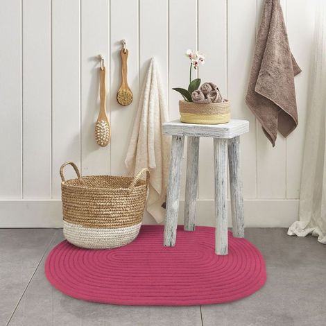 TAM TAM - Tapis en coton réversible effet cordage rose 50x80 (1/3)