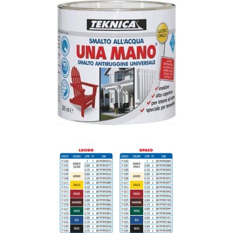 Smalto all'acqua lucido/opaco UNA MANO Antiruggine Univ. certificato A+HACCP - Finitura: Opaco - Colore: MARRONE - FORMATO: 125 ML