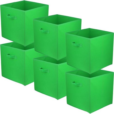 Boîte textile 31x31x31 verte - Lot de 6