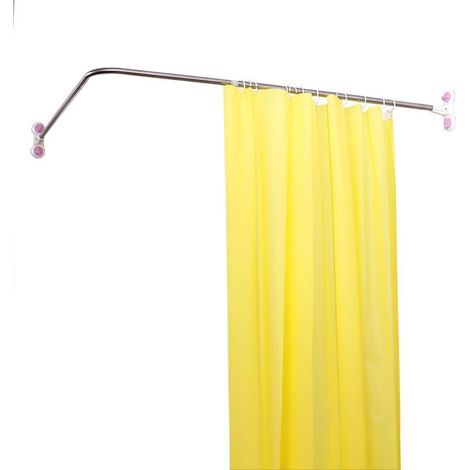 Tringle à Rideau de Douche en Forme de L Extensible Sans Perçage avec Ventouses Barre d'angle en Métal Universelle pour Salle de Bain, Baignoire, Magasin de Vêtements, 102 x (118-180)cm (1/5)