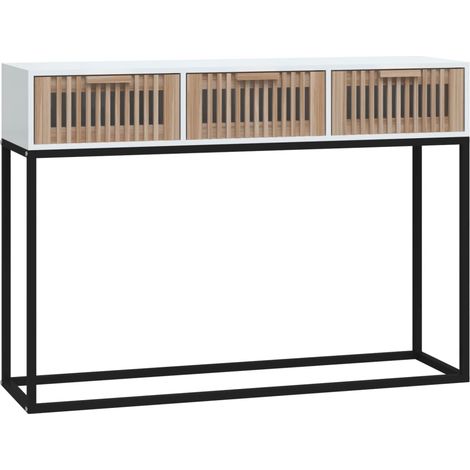 Meuble d'entrée table console design élégant avec tiroirs 105 x 30 x 75 cm bois d'ingénierie blanc et fer DEC031684 (1/5)