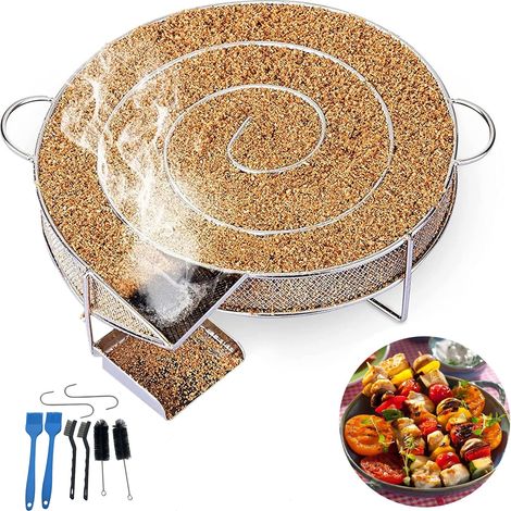 Kaltraucherzeuger, Kalterzeuger, BBQ-Smoker, Edelstahl-Grill-Smoker, Raucherzeuger mit Bürste und Haken, ideal zum Räuchern von Fleisch, Fisch, Grillen