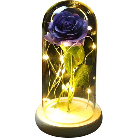 Lampe Rose en Verre LED - JINFGERNE - Décoration Élégante pour Fête des Mères et Saint-Valentin - Bleu