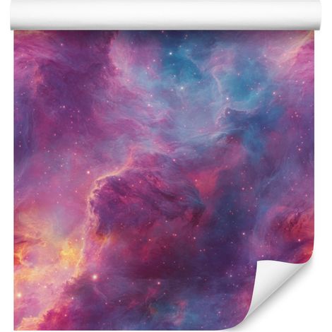 Papel pintado de galaxia en acuarela violeta y morado, fondo morado 50x1000 cm (1/5)