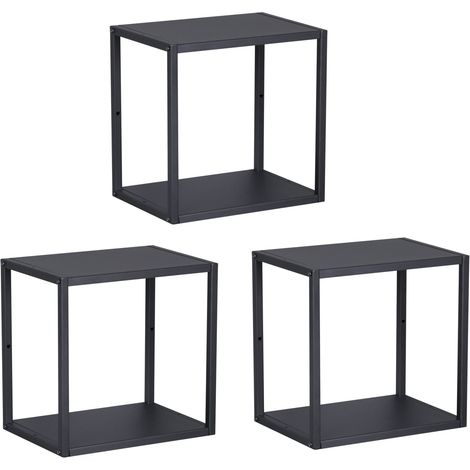 Juego de 3 estantes de pared de acero negro 28 x 28 x 20 cm 030010637 (1/5)