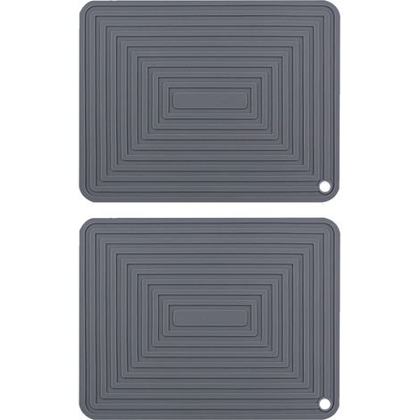 Dessous de plat en silicone pour plats chauds/manique résistante à la chaleur, antidérapant, épais et flexible, pour table de cuisine (gris) (1/5)